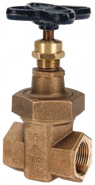 NIBCO - 1" Pipe, Class 300, Threaded Bronze Alloy Solid Wedge Stem Gate Valve - 600 WOG, 300 WSP, Union Bonnet - Caliber Tooling