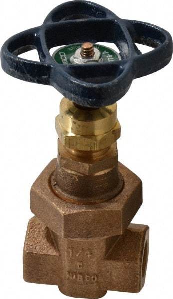 NIBCO - 1/4" Pipe, Class 300, Threaded Bronze Alloy Solid Wedge Stem Gate Valve - 600 WOG, 300 WSP, Union Bonnet - Caliber Tooling