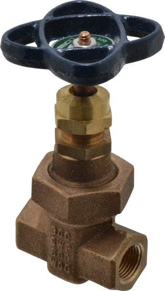 NIBCO - 3/8" Pipe, Class 300, Threaded Bronze Alloy Solid Wedge Stem Gate Valve - 600 WOG, 300 WSP, Union Bonnet - Caliber Tooling