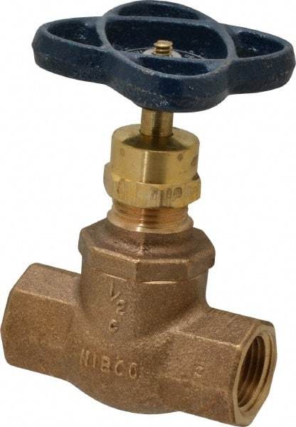 NIBCO - 1/2" Pipe, Threaded Ends, Bronze Integral Globe Valve - PTFE Disc, Screw-In Bonnet, 200 psi WOG, 125 psi WSP, Class 125 - Caliber Tooling