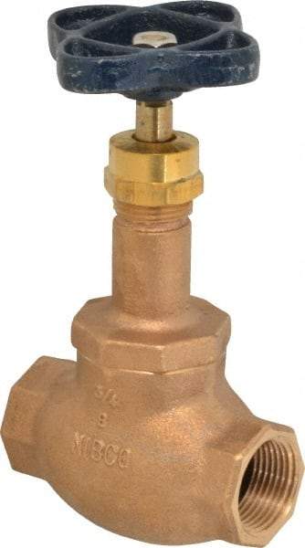 NIBCO - 3/4" Pipe, Threaded Ends, Bronze Integral Globe Valve - PTFE Disc, Screw-In Bonnet, 200 psi WOG, 125 psi WSP, Class 125 - Caliber Tooling