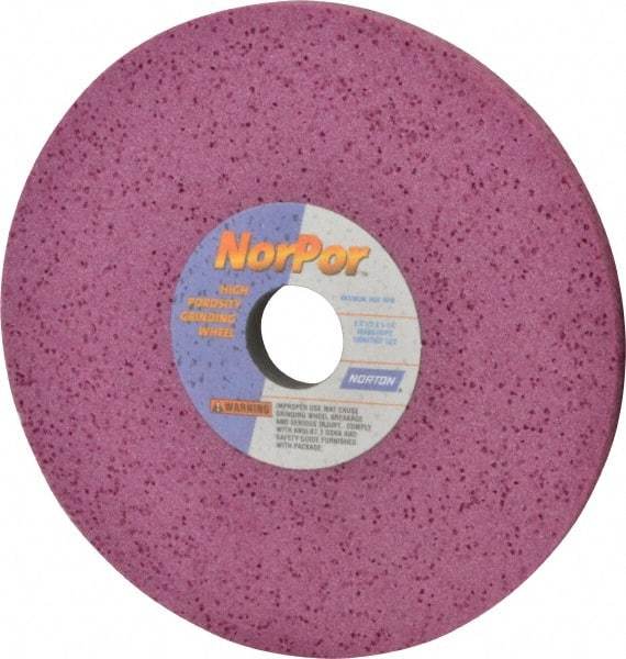 Norton - 8" Diam x 1-1/4" Hole x 1/2" Thick, H Hardness, 60 Grit Surface Grinding Wheel - Aluminum Oxide, Type 1, Medium Grade, 3,600 Max RPM, Vitrified Bond, No Recess - Caliber Tooling