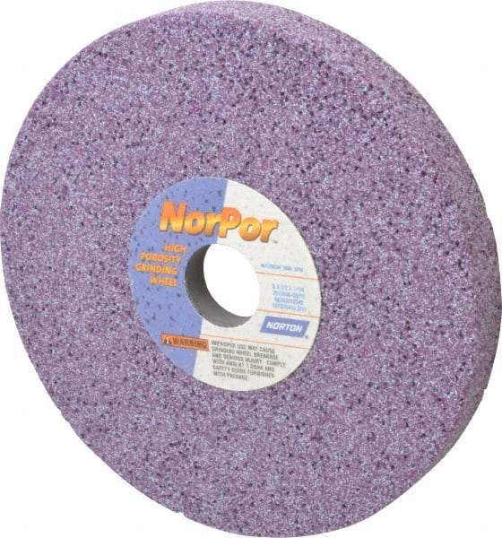 Norton - 8" Diam x 1-1/4" Hole x 1" Thick, G Hardness, 46 Grit Surface Grinding Wheel - Ceramic, Type 5, Coarse Grade, 3,600 Max RPM, Vitrified Bond, One-Side Recess - Caliber Tooling