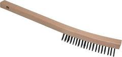 Weiler - 3 Rows x 19 Columns Steel Scratch Brush - 5-1/2" Brush Length, 14" OAL, 1-3/16" Trim Length, Wood Curved Handle - Caliber Tooling