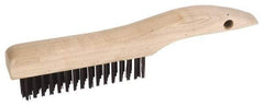 Weiler - 2 Rows x 17 Columns Steel Scratch Brush - 5" Brush Length, 10" OAL, 1-3/16" Trim Length, Wood Shoe Handle - Caliber Tooling