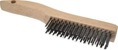 Weiler - 4 Rows x 16 Columns Steel Scratch Brush - 5" Brush Length, 10" OAL, 1-3/16" Trim Length, Wood Shoe Handle - Caliber Tooling