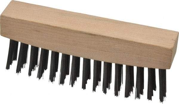 Weiler - 3 Rows x 15 Columns Steel Scratch Brush - 4-1/2" Brush Length, 4-5/8" OAL, 1-1/8" Trim Length, Wood Straight Handle - Caliber Tooling