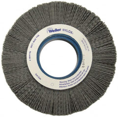 Weiler - 6" OD, 2" Arbor Hole, Crimped Nylon Wheel Brush - 1" Face Width, 1-1/4" Trim Length, 0.06" Filament Diam, 3,600 RPM - Caliber Tooling