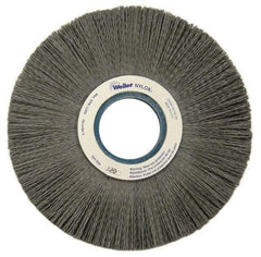 Weiler - 8" OD, 2" Arbor Hole, Crimped Nylon Wheel Brush - 1" Face Width, 2-1/4" Trim Length, 0.018" Filament Diam, 3,600 RPM - Caliber Tooling