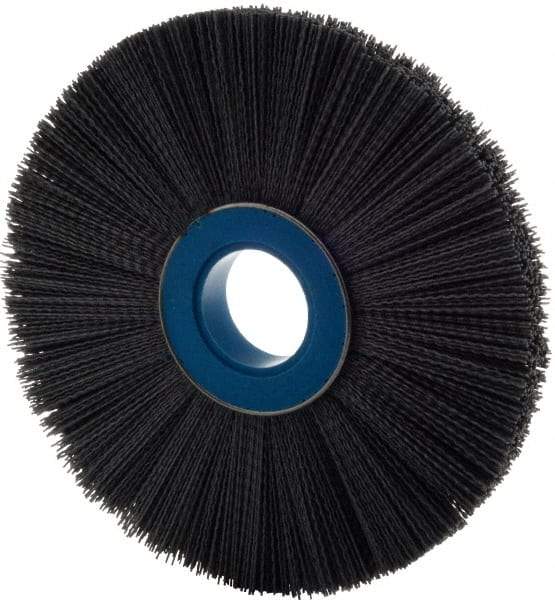 Weiler - 10" OD, 2" Arbor Hole, Crimped Nylon Wheel Brush - 1" Face Width, 3" Trim Length, 0.04" Filament Diam, 3,600 RPM - Caliber Tooling