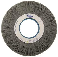 Weiler - 10" OD, 2" Arbor Hole, Crimped Nylon Wheel Brush - 1" Face Width, 3" Trim Length, 0.04" Filament Diam, 3,600 RPM - Caliber Tooling