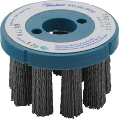 Weiler - 3" 120 Grit Silicon Carbide Crimped Disc Brush - Fine Grade, Plain Hole Connector, 1-1/2" Trim Length, 7/8" Arbor Hole - Caliber Tooling