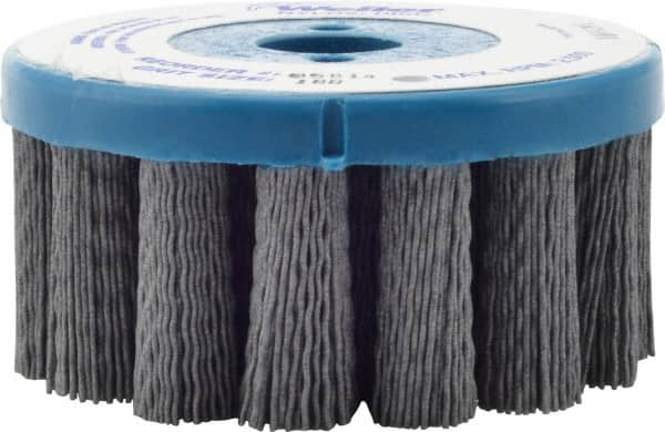 Weiler - 4" 180 Grit Silicon Carbide Crimped Disc Brush - Very Fine Grade, Plain Hole Connector, 1-1/2" Trim Length, 7/8" Arbor Hole - Caliber Tooling