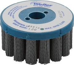 Weiler - 4" 120 Grit Silicon Carbide Crimped Disc Brush - Fine Grade, Plain Hole Connector, 1-1/2" Trim Length, 7/8" Arbor Hole - Caliber Tooling