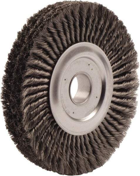 Weiler - 15" OD, 2" Arbor Hole, Knotted Steel Wheel Brush - 3/4" Face Width, 2" Trim Length, 0.016" Filament Diam, 5,000 RPM - Caliber Tooling