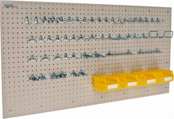 Triton - 48" Wide x 24" High Storage Peg Board, Hooks & Spacers - 2 Panels, 44 Hooks, Polypropylene Board, Steel Hooks, White - Caliber Tooling