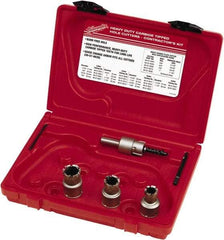 Milwaukee Tool - 5 Piece, 11/16" to 15/16" Saw Diam, Contractor's Hole Saw Kit - Carbide-Tipped, Gulleted Edge, Pilot Drill Model No. 49-57-0035, 49-57-0038, Includes 3 Hole Saws - Caliber Tooling