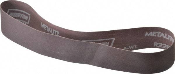 Norton - 2" Wide x 30" OAL, 120 Grit, Aluminum Oxide Abrasive Belt - Aluminum Oxide, Fine, Coated, Series R228 - Caliber Tooling