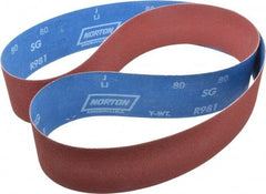 Norton - 2-1/2" Wide x 60" OAL, 80 Grit, Ceramic Abrasive Belt - Ceramic, Medium, Coated, Y Weighted Cloth Backing, Series R981 - Caliber Tooling