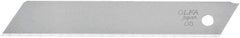 Olfa - 10 Piece Steel Utility Knife Blade - 100mm OAL, 3-15/16" Blade Length, 0.02" Blade Thickness - Caliber Tooling