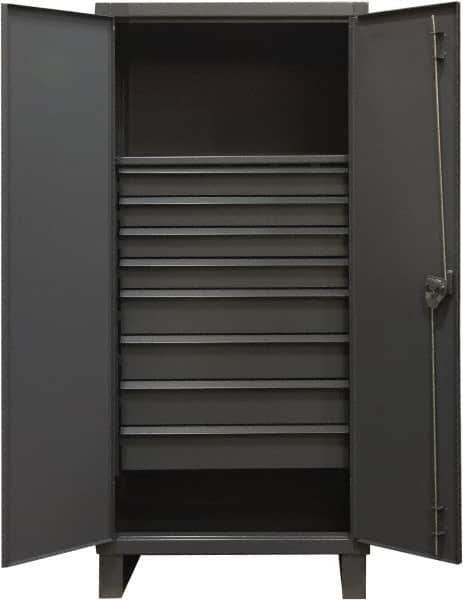 Durham - 1 Shelf Locking Storage Cabinet - Steel, 36" Wide x 24" Deep x 78" High, Gray - Caliber Tooling