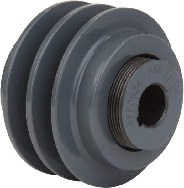 TB Wood's - 1-1/8" Inside Diam x 4-3/4" Outside Diam, 2 Groove, Variable Pitched Type 2 Sheave - Belt Sections 3L, 4L, A, 5L & B, 3" Sheave Thickness, 1-3/16" Side Groove Thickness 1-3/8 to 2-1/8" Face Width - Caliber Tooling