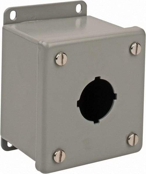 nVent Hoffman - 1 Hole, 1.2 Inch Hole Diameter, Steel Pushbutton Switch Enclosure - 4-1/2 Inch High x 3.47 Inch Wide x 2-3/4 Inch Deep, 12, 13 NEMA Rated - Caliber Tooling