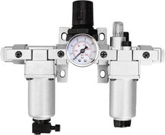 PRO-SOURCE - 1/4 NPT Intermediate 3 Pc Filter-Regulator-Lubricator FRL Unit with Pressure Gauge - Caliber Tooling