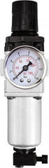 PRO-SOURCE - 1/2" NPT Port Standard 1 Piece Filter/Regulator FRL Unit - Aluminum Bowl, 106 SCFM, 215 Max psi, 13" High, Manual Drain - Caliber Tooling