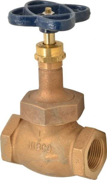 NIBCO - 1" Pipe, Threaded Ends, Bronze Integral Globe Valve - PTFE Disc, Screw-In Bonnet, 200 psi WOG, 125 psi WSP, Class 125 - Caliber Tooling