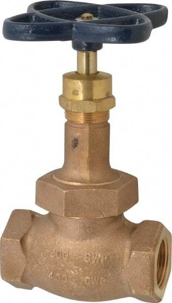 NIBCO - 1" Pipe, Threaded Ends, Bronze Renewable Full Plug Disc Globe Valve - Alloy Threads Disc, Union Bonnet, 400 psi WOG, 200 psi WSP, Class 200 - Caliber Tooling