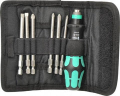 Wera - 7 Piece, 1/4" Drive Screwdriver Power Bit Set - #1 & #2 Phillips, #1 & #2 Pozidriv, 1.0x5.5 & 1.2x6.5mm Slotted - Caliber Tooling