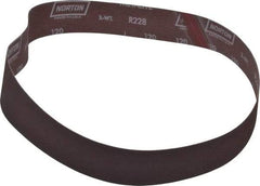 Norton - 2" Wide x 42" OAL, 120 Grit, Aluminum Oxide Abrasive Belt - Aluminum Oxide, Fine, Coated, Series R228 - Caliber Tooling