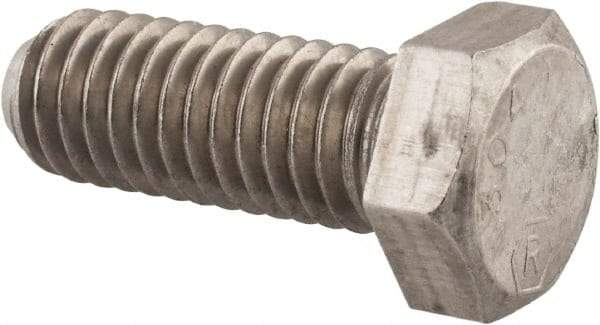 Made in USA - 3/8-24 UNF, 2" Length Under Head Hex Head Cap Screw - Grade 18-8 Stainless Steel, Uncoated, 9/16" Hex - Caliber Tooling