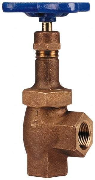 NIBCO - 3/4" Pipe, Class 300, Threaded Bronze Renewable Angle Gate Valve - 600 WOG, 300 WSP, Union Bonnet - Caliber Tooling