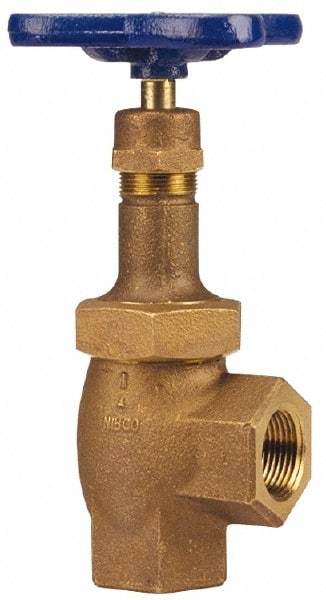 NIBCO - 1-1/2" Pipe, Class 300, Threaded Bronze Replaceable Angle Gate Valve - 600 WOG, 300 WSP, Union Bonnet - Caliber Tooling