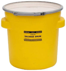 Eagle - 20 Gallon Capacity, Metal Lever Lock, Yellow Salvage Drum - 5 Gallon Container, 165 Lb. Capacity, Polyethylene, UN 1H2/X75/S Listing - Caliber Tooling