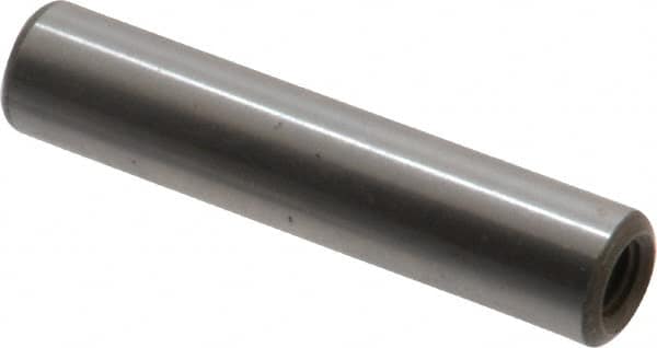 Jergens - 5/16" Diam x 1-1/2" Pin Length C-1215 Alloy Steel Pull Out Dowel Pin - C 47-58 & C 60-64 (Surface) Hardness, 1 Beveled & 1 Threaded End - Caliber Tooling