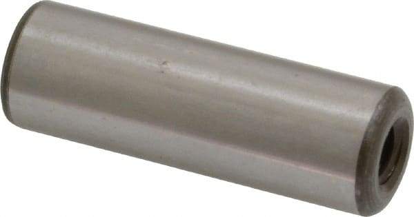 Jergens - 1/2" Diam x 1-1/2" Pin Length C-1215 Alloy Steel Pull Out Dowel Pin - C 47-58 & C 60-64 (Surface) Hardness, 1 Beveled & 1 Threaded End - Caliber Tooling