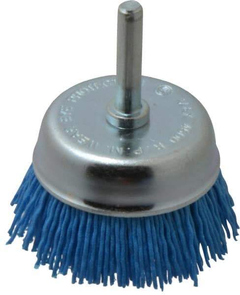 Value Collection - 2" Diam, 1/4" Hole Size Straight Wire Nylon Cup Brush - Fine Grade, 4,500 Max RPM - Caliber Tooling