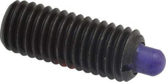 Jergens - 1/2-13, 1-1/4" Thread Length, 1/4" Plunger Projection, Steel Threaded Spring Plunger - 1/4" Max Plunger Diam, 1-1/4" Plunger Length, 6.6 Lb Init End Force, 17.4 Lb Final End Force, 1/4" Hex - Caliber Tooling