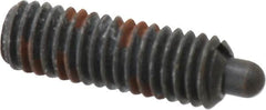 Jergens - 3/8-16, 1-1/8" Thread Length, 3/16" Plunger Projection, Steel Threaded Spring Plunger - 0.186" Max Plunger Diam, 1-1/8" Plunger Length, 5.5 Lb Init End Force, 14.5 Lb Final End Force, 3/16" Hex - Caliber Tooling