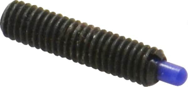 Jergens - 10-32, 3/4" Thread Length, 1/8" Plunger Projection, Steel Threaded Spring Plunger - 0.093" Max Plunger Diam, 3/4" Plunger Length, 2.9 Lb Init End Force, 11.1 Lb Final End Force, 3/32" Hex - Caliber Tooling