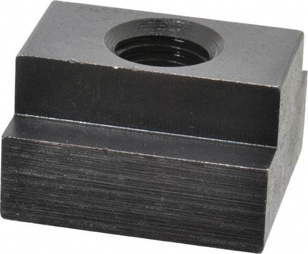 Jergens - 1/2-13 Blind Tapped T Slot Nut - 11/16" Slot Width, 1-1/8 x 7/16" Base Width x Height, 1-1/4 x 3/4" OAL x Height - Caliber Tooling