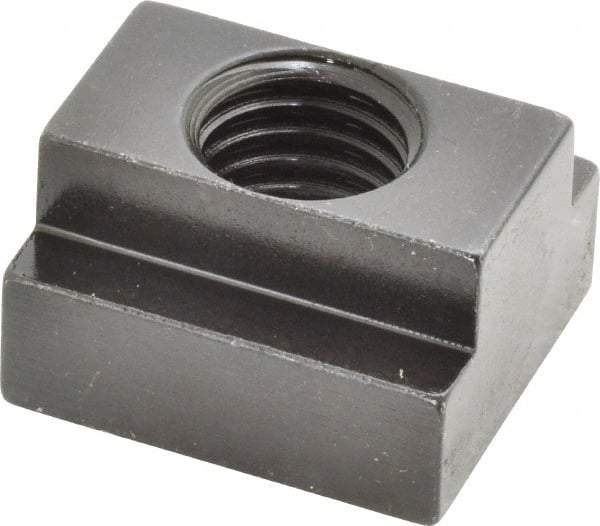 Jergens - 5/8-11 Blind Tapped T Slot Nut - 11/16" Slot Width, 1-1/8 x 7/16" Base Width x Height, 1-1/4 x 3/4" OAL x Height - Caliber Tooling