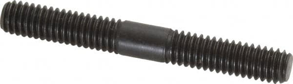 Jergens - 5/16-18 2-1/2" OAL Equal Double Threaded Stud - Alloy Steel, Black Oxide Finish, 15/16" Equal Thread Length - Caliber Tooling