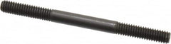 Jergens - 5/16-18 4" OAL Equal Double Threaded Stud - Alloy Steel, Black Oxide Finish, 1-1/8" Equal Thread Length - Caliber Tooling