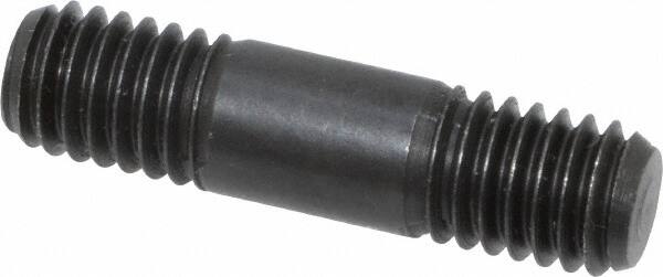 Jergens - 3/8-16 1-1/2" OAL Equal Double Threaded Stud - Alloy Steel, Black Oxide Finish, 3/8" Equal Thread Length - Caliber Tooling