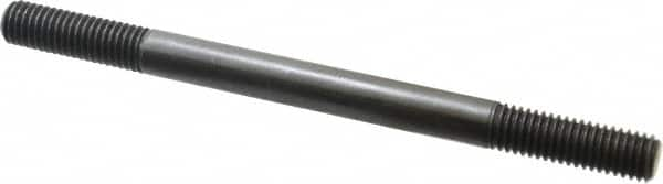 Jergens - 1/2-13 7" OAL Equal Double Threaded Stud - Alloy Steel, Black Oxide Finish, 1-1/2" Equal Thread Length - Caliber Tooling