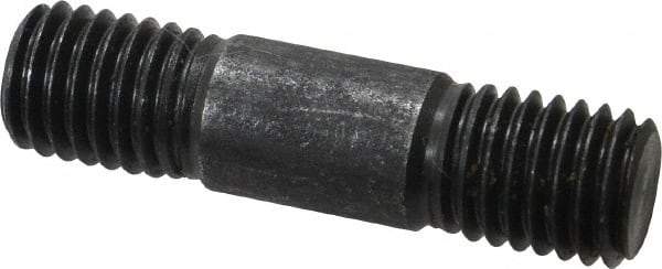 Jergens - 5/8-11 2-1/2" OAL Equal Double Threaded Stud - Alloy Steel, Black Oxide Finish, 13/16" Equal Thread Length - Caliber Tooling